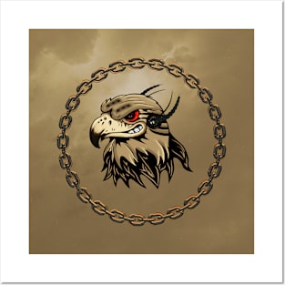 Funny angry steampunk eagle Posters and Art